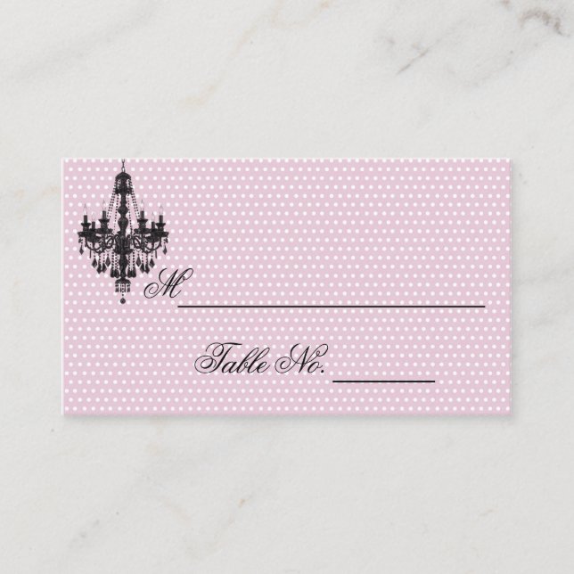 Tarjeta De Mesa Bonito con puntos rosados de polka con lámpara de  (Anverso)