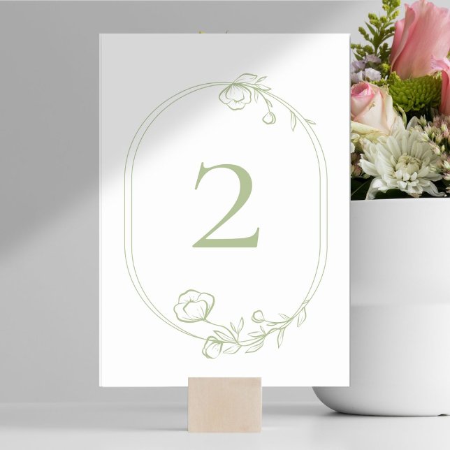 Tarjeta De Mesa Bonito Mint Green Floral Boda Número de tabla (Subido por el creador)