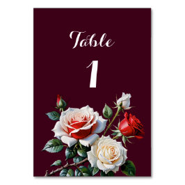 Tarjeta De Mesa Bonito oscuro rosa rosa rojo rosa rosas rojas boda