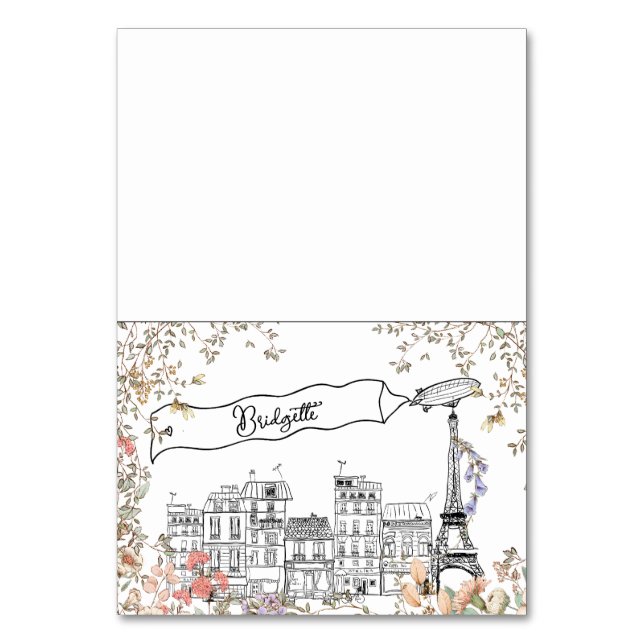 Tarjeta De Mesa Bonjour Bebe French Gender Baby Shower Place Card (Anverso)