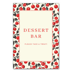 Tarjeta De Mesa Borde de Cereza Roja Alegre