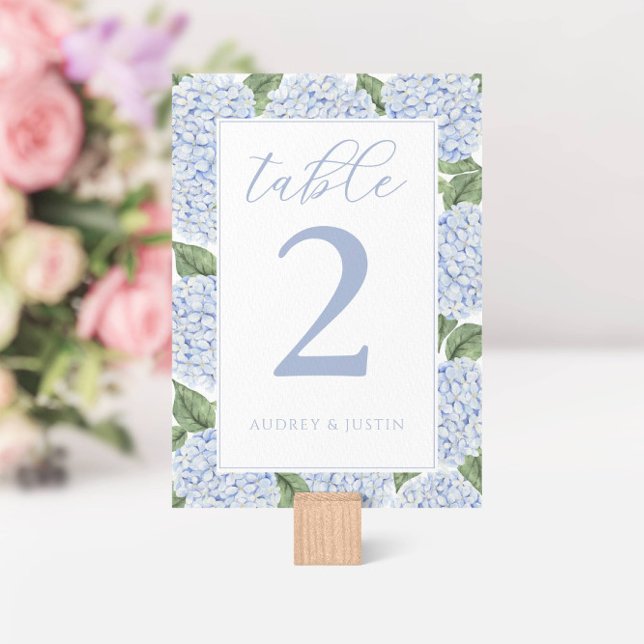 Tarjeta De Mesa Borde de hidrangea azul personalizado (Subido por el creador)