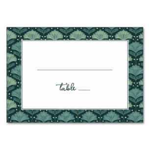 Tarjeta De Mesa Borde de hoja botánica azul turquesa sereno