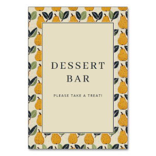 Tarjeta De Mesa Borde de ilustración de pera beige alegre