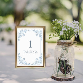 Tarjeta De Mesa Borde de Moda blanco y azul elegante simple