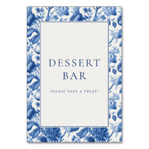 Tarjeta De Mesa Borde Floral Azul Invitante