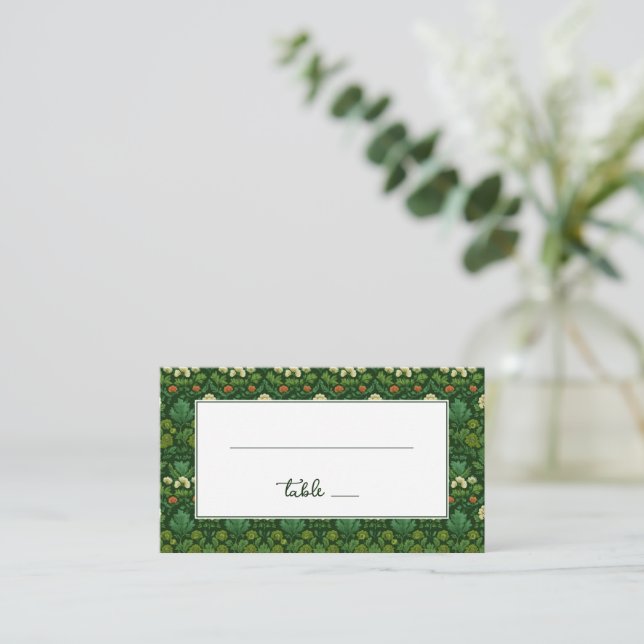 Tarjeta De Mesa Borde Floral Verde Sofisticado (Anverso de pie)