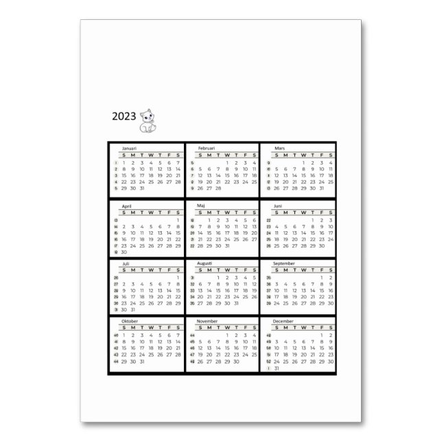 Tarjeta De Mesa bordkalender (Anverso)