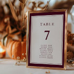 Tarjeta De Mesa Borgoña elegante simple Boda de borde mínimo<br><div class="desc">Este elegante y minimalista número de tabla de boda de borde tiene un elegante borde doble de borgoña con texto y guión en burdeos.</div>
