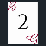 Tarjeta De Mesa Borgoña Maroon Iniciales Otoño Boda de Otoño<br><div class="desc">Este diseño presenta las iniciales de la novia y del novio en color burdeos como el foco principal del diseño. Las iniciales personalizadas del guión mediante la tipografía del tipo de letra del guión crean una combinación perfecta de modernidad y elegancia. Un simple personalizado minimalista otoño otoño o cualquier otro...</div>