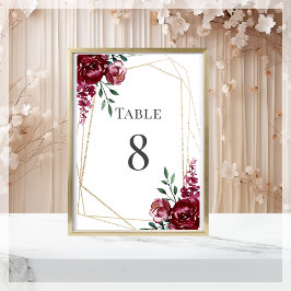Tarjeta De Mesa Borgoña | Marsala Red Floral Boda