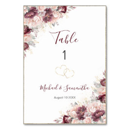 Tarjeta De Mesa Borgoña Rubor Peony y Boda de Rosas