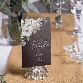 Tarjeta De Mesa Borgoña y rosas blancas Boda de Boho vintage
