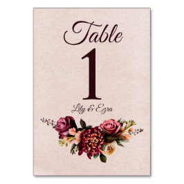 Tarjeta De Mesa Borgoña y Rubor