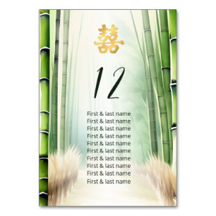 Tarjeta De Mesa Bosque de Bambú Boda chino moderno