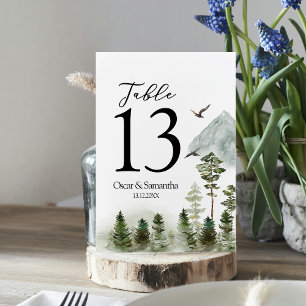 Tarjeta De Mesa Bosque verde natural moderno Árboles acuarelas