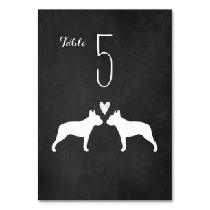 Tarjeta De Mesa Boston Terrier Dog Silhouettes Boda Recepción