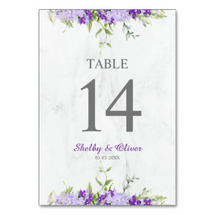 Tarjeta De Mesa Botanical and Floral Wedding Design in Purple