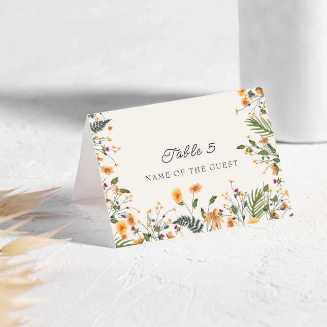 Tarjeta De Mesa Botanical Daffodils Daisy Peony Wedding Place card (Subido por el creador)