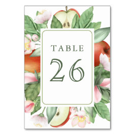 Tarjeta De Mesa Botanical Floral Red Apple Orchard Wedding