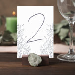 Tarjeta De Mesa Botanical Wedding Reception Table Number Card<br><div class="desc">Add a graceful and cohesive detail to your reception tables with this elegant minimalist botanical wedding table number card. Featuring delicate leaf line art and a modern handwritten-style number, this design blends natural beauty with timeless sophistication. The flowing botanical illustrations frame the table number beautifully, creating a soft and romantic...</div>