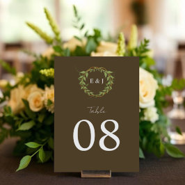 Tarjeta De Mesa Botanical Wreath Earth Tone Wedding