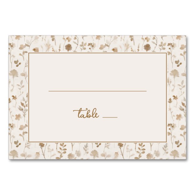Tarjeta De Mesa Botánico Beige Sereno (Anverso)