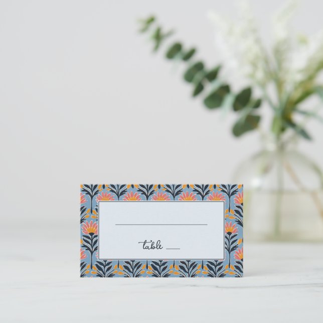Tarjeta De Mesa Botánico floral azul alegre (Anverso de pie)