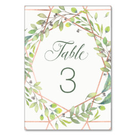 Tarjeta De Mesa Botánico moderno | Boda de aspecto de cobre