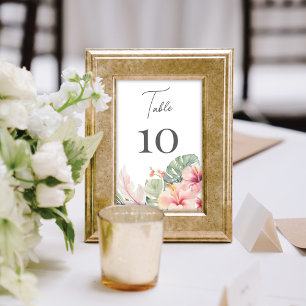 Tarjeta De Mesa Botánicos Tropicales Hibiscus Boda Floral