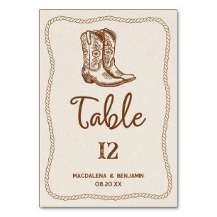 Tarjeta De Mesa Botas de vaquero occidentales modernas marrones cu