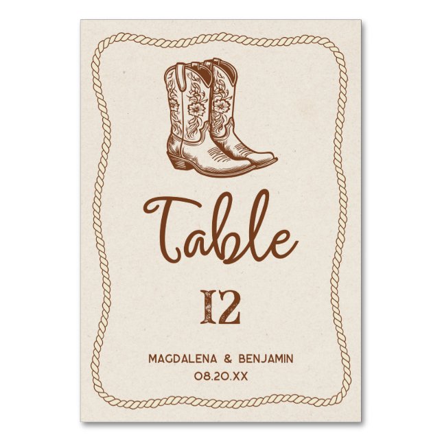 Tarjeta De Mesa Botas de vaquero occidentales modernas marrones cu (Anverso)