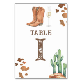 Tarjeta De Mesa botas y burbujas para despedida de soltera, número