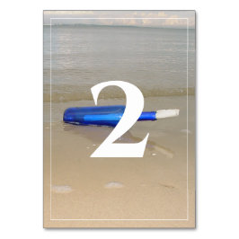 Tarjeta De Mesa Botella En La Boda De Arena De Playa