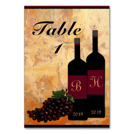 Tarjeta De Mesa Botellas de vino y uvas personalizadas Número de t