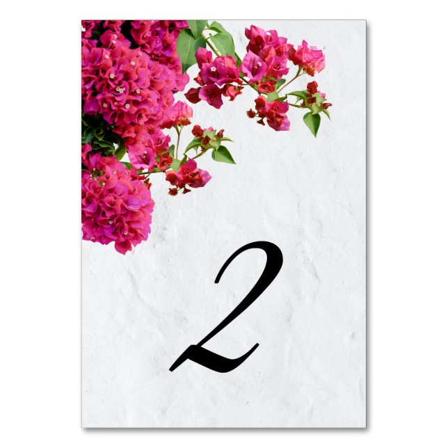 Tarjeta De Mesa Bougainvillea Boda de la isla griega mediterránea (Anverso)