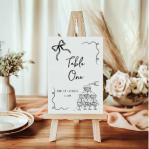 Tarjeta De Mesa Bow Champagne Tower blanco negro