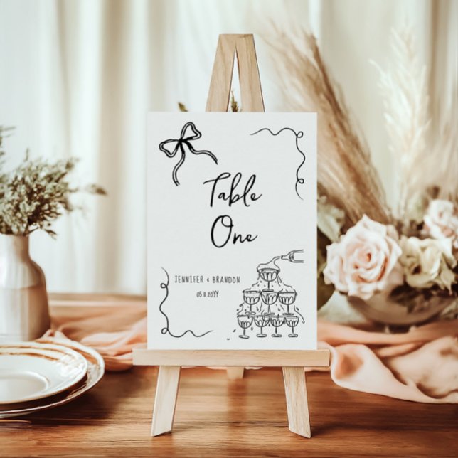 Tarjeta De Mesa Bow Champagne Tower blanco negro (Subido por el creador)
