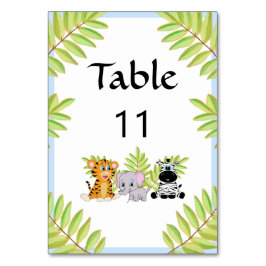 Tarjeta De Mesa Boy Blue Safari Jungle Tema Baby Shower