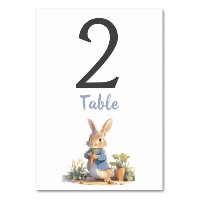 Tarjeta De Mesa Boy Peter The Rabbit Classic Blue Baby Shower (Anverso)