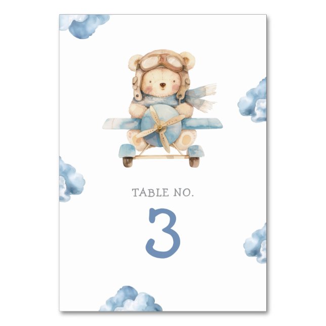 Tarjeta De Mesa Boy Teddy Bear Baby Shower (Anverso)