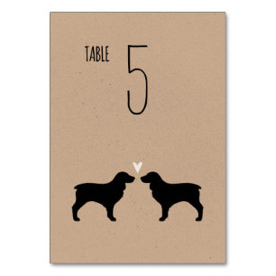 Tarjeta De Mesa Boykin Spaniel Dog Silhouettes Recepción de bodas