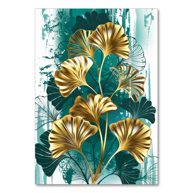 Tarjeta De Mesa Branch with Golden Leaves Ginko Biloba (Anverso)