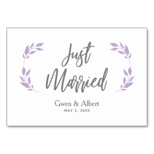 Tarjeta De Mesa Branches in Lillac & Just Married Quote