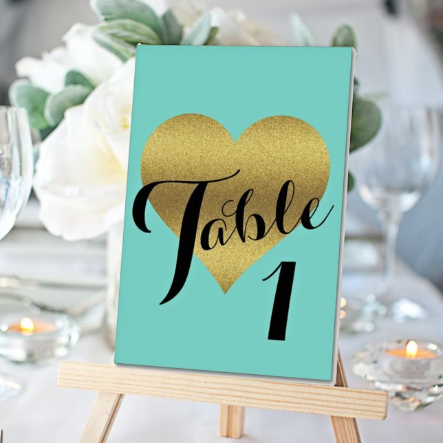 Tarjeta De Mesa Bride & Co Gold Heart Verde azulado Fiesta de duch (Subido por el creador)