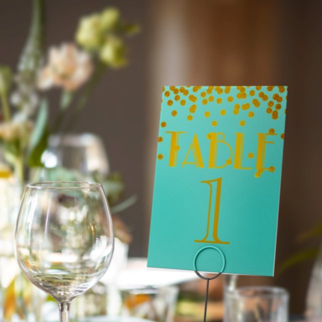 Tarjeta De Mesa Bride Co Teal Blue And Gold Shower Party (Subido por el creador)