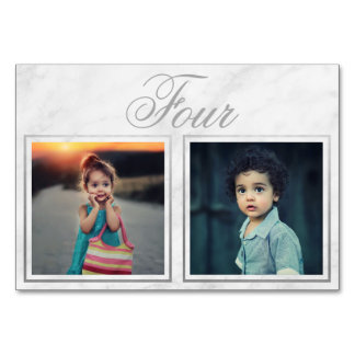 Tarjeta De Mesa Bride Groom Age Elegant Marble Silver Table Number