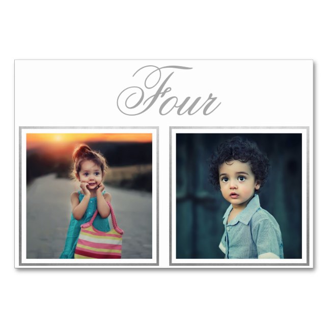 Tarjeta De Mesa Bride Groom Age Elegent Classy Silver Table Number (Anverso)