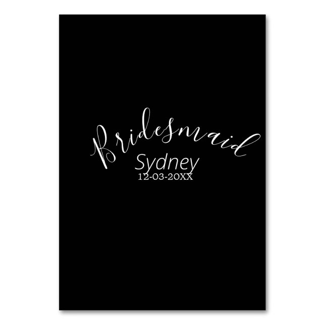 Tarjeta De Mesa Bridesmaid bachelorette party add name modern  (Anverso)