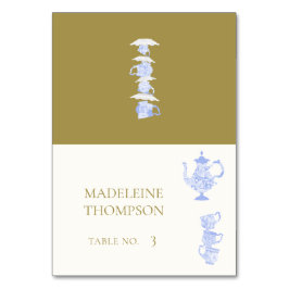 Tarjeta De Mesa Brie Tea Azul China Set White Lace Place Card